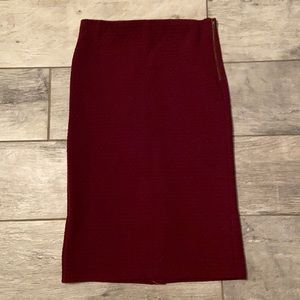 LOFT Burgandy Soft Stretch Pencil Skirt S